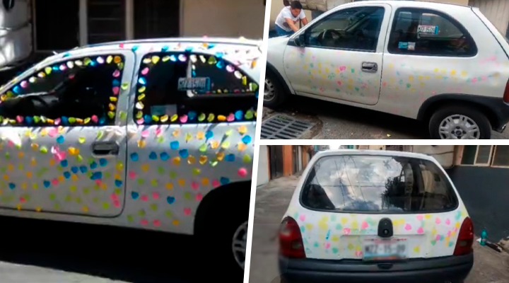 Mujer Arruina Auto De Esposo Con Sorpresa De Post Its VIDEO