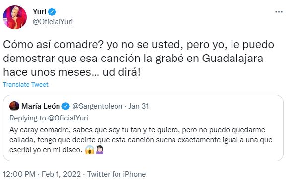 María León y Yuri protagonizan pelea en Twitter
