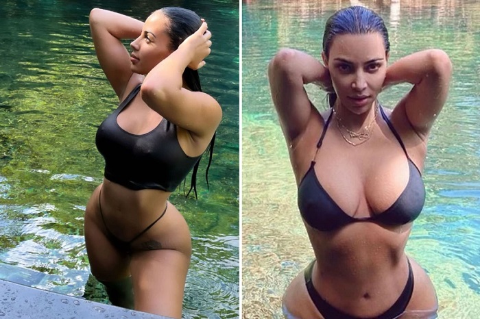 Novia de Kanye West copia fotos en bikini de Kim Kardashian