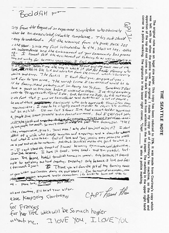 ¿Qué decía la carta suicida de Kurt Cobain?