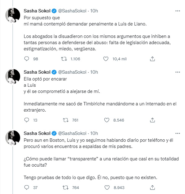 Sasha Sokol alista demanda contra Luis de Llano