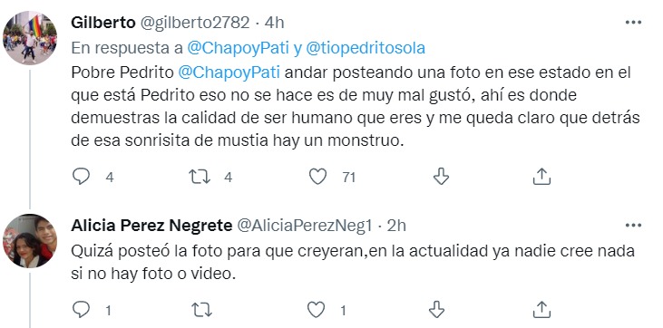 Critican a Pati Chapoy por foto de Pedro Sola en hospital