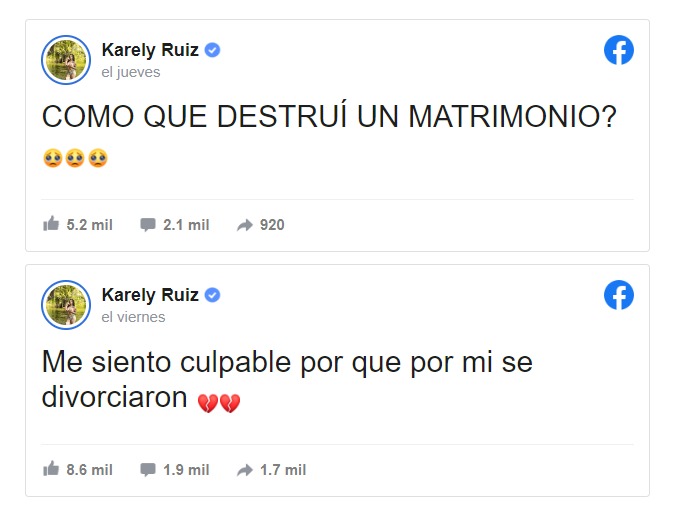 Karely Ruiz responde a mujer que la acusó de su divorcio