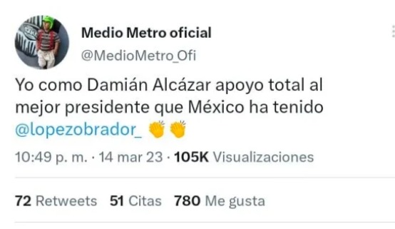 Medio Metro respalda a Luis Estrada