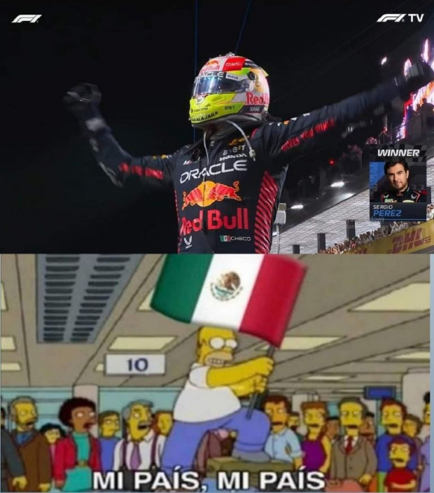 Meme de Checo Pérez con Homero Simpson