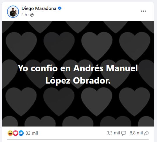 Maradona apoyo AMLO