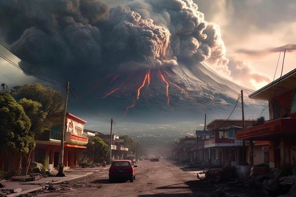 Paisaje creado por una erupción del Popocatépetl 