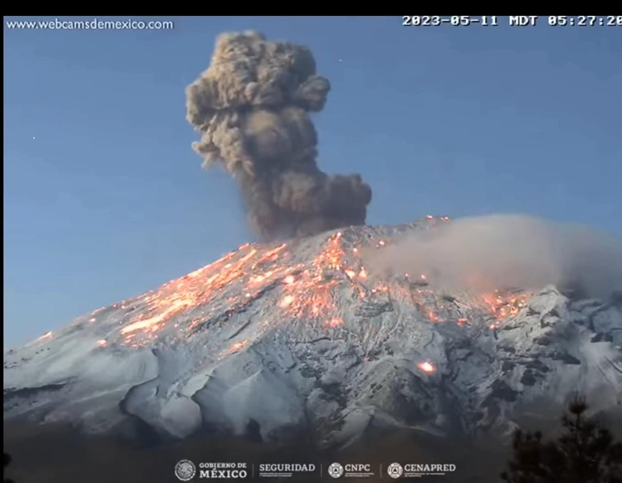 Volcán Popocatépetl al 11 de mayo del 2023