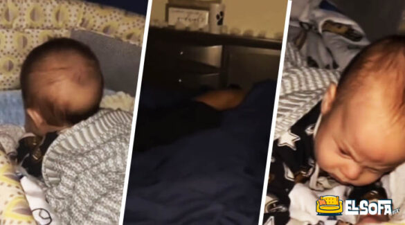 Bebé no puede dormir por ronquidos de papá video viral