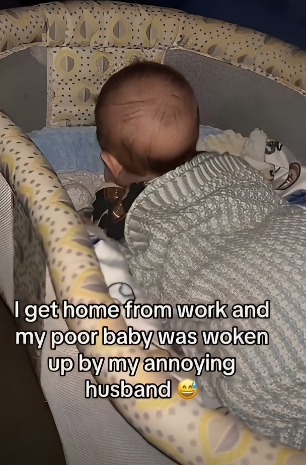 Bebé se despierta por ronquidos de papá