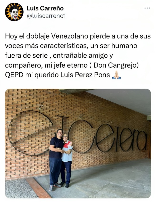 Luis Carre{o confirma muerte de Luis Pérez Pons