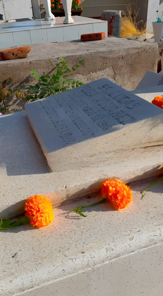 Mujer limpia la tumba de la exnovia de su esposo