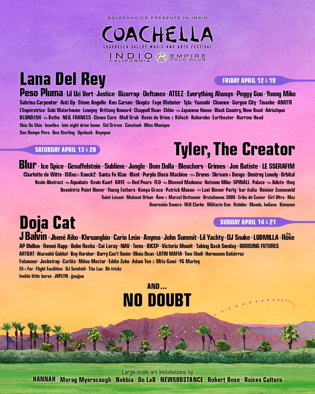 Lineup completo de Coachella 2024