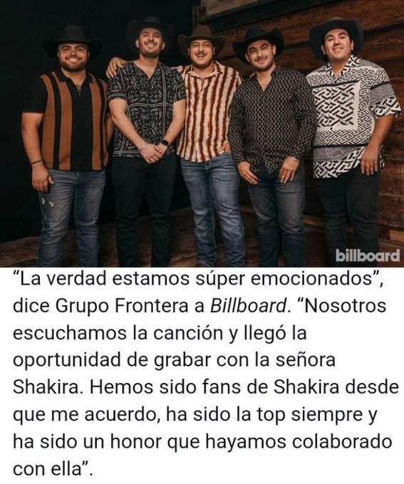 Esto dijo Shakira sobre colaboración con Grupo Frontera