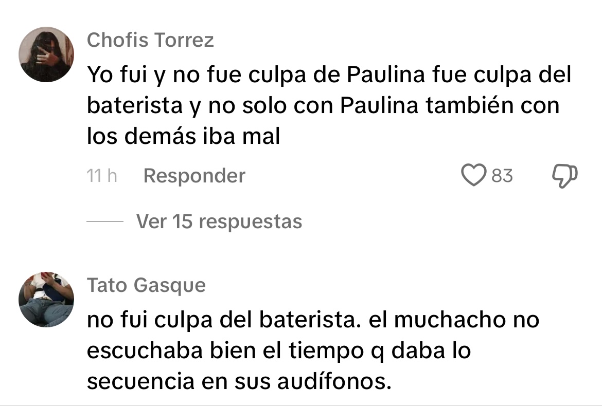 Otras versiones sobre el error del baterista de Paulina Rubio
