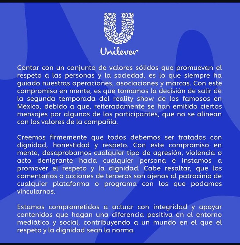 Unilever comunicado