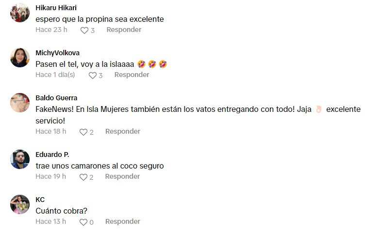 Reacciones sobre video de repartidor de comida en el mar