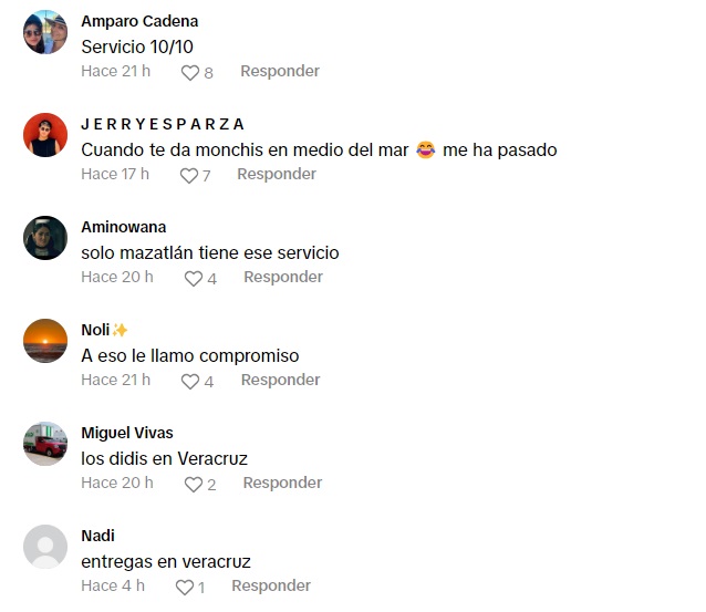 Comentarios sobre repartidor de comida en el mar