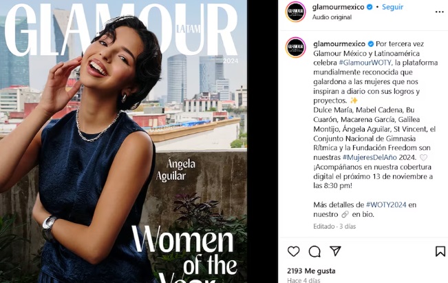 Revista Glamour nombra a Ángela Aguilar como Mujer del Año