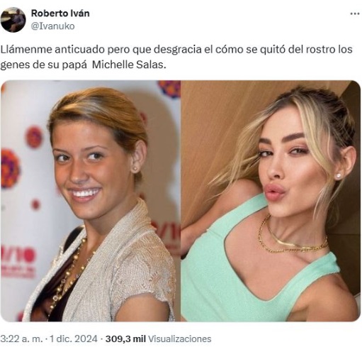 Comparación de Michelle Salas antes y ahora