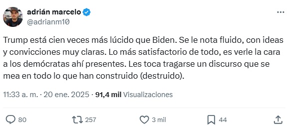 Adrián Marcelo muestra respaldo a Donald Trump