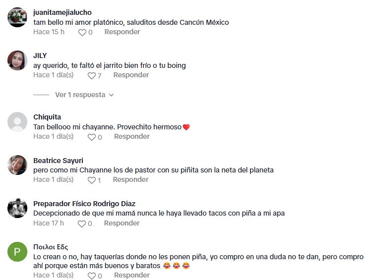 Comentarios sobre Chayanne comiendo tacos