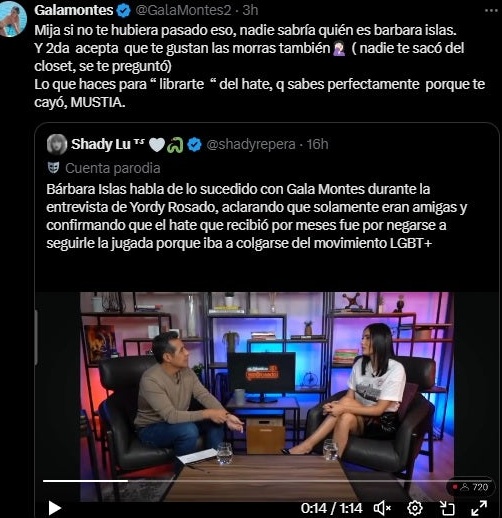 Gala Montes llama mustia a Bárbara Islas