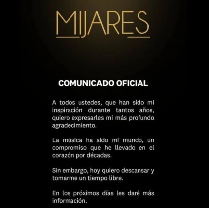 Mijares brinda detalles sobre su retiro temporal de los escenarios