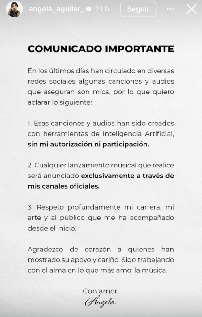 Comunicado de Ángela Aguilar