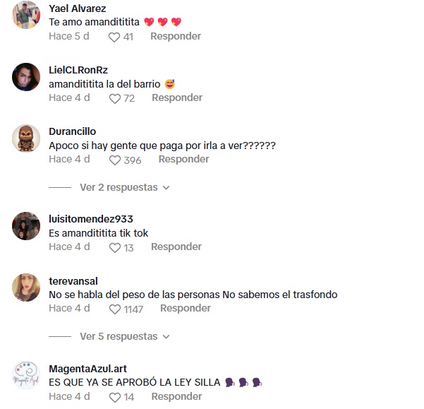 Reacciones sobre amandatitita en concierto
