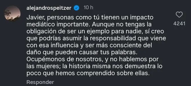 Alejandro Speitzer critica a Chicharito Hernández por machista