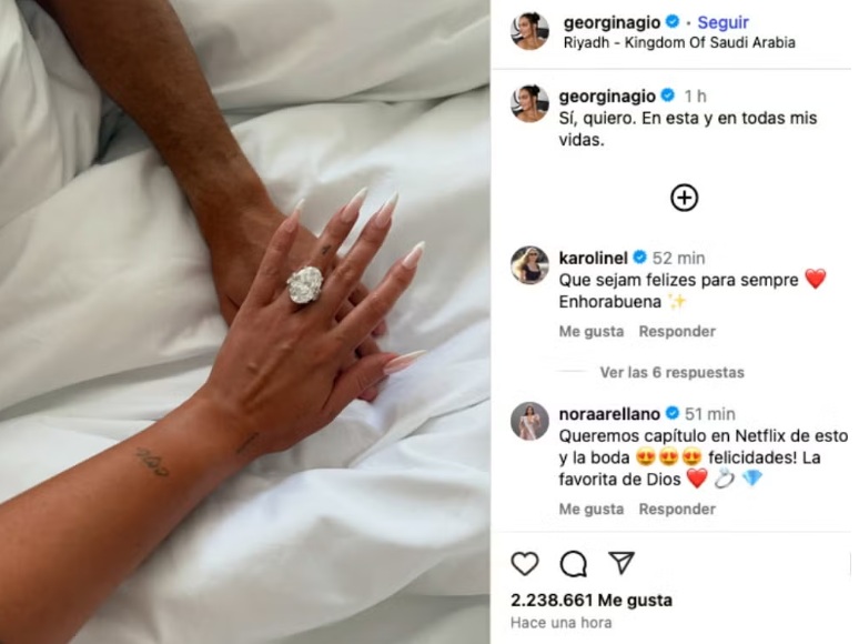 ¿Cuánto cuesta el anillo que Cristiano Ronaldo le dio a Georgina Rodríguez?