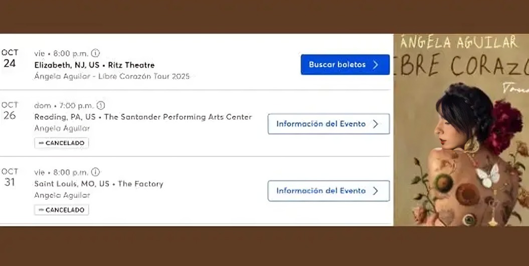 Ángela Aguilar cancela conciertos en EU por baja venta