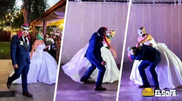 Novios cambian vals por pelea de lucha libre en boda |VIDEO