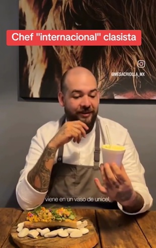 Chef critica esquites de 30 pesos para promocionar su platillo