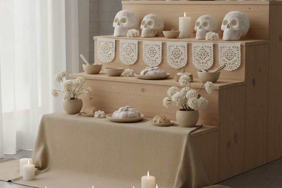 Tendencia de ofrendas minimalistas en Día de Muertos