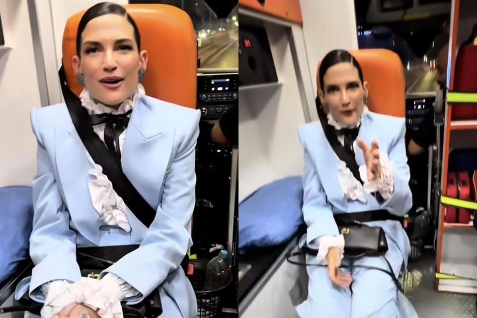 Natalia Jiménez usa ambulancia para ir a la fiesta de Carlos Rivera
