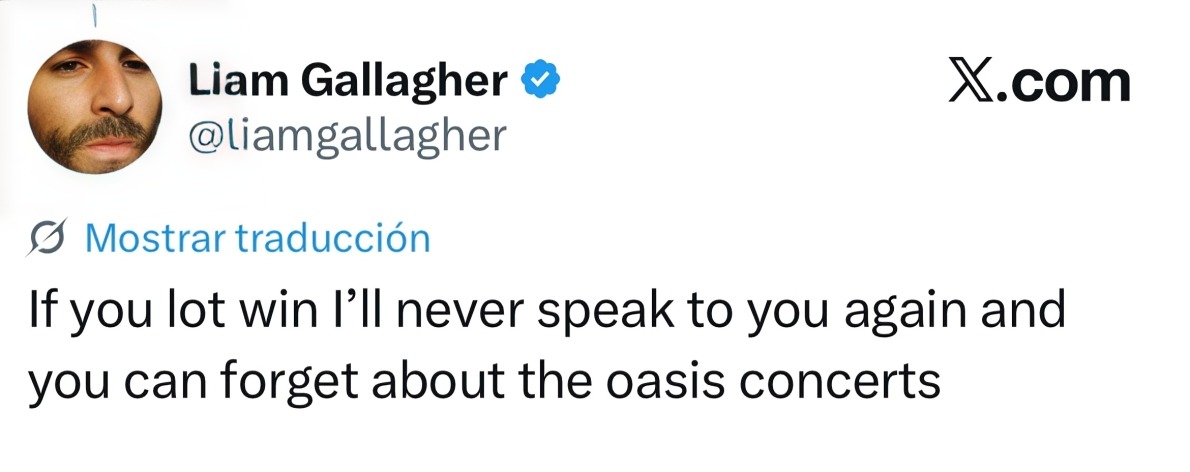 Liam Gallagher responde a rivalidad de México vs. Inglaterra