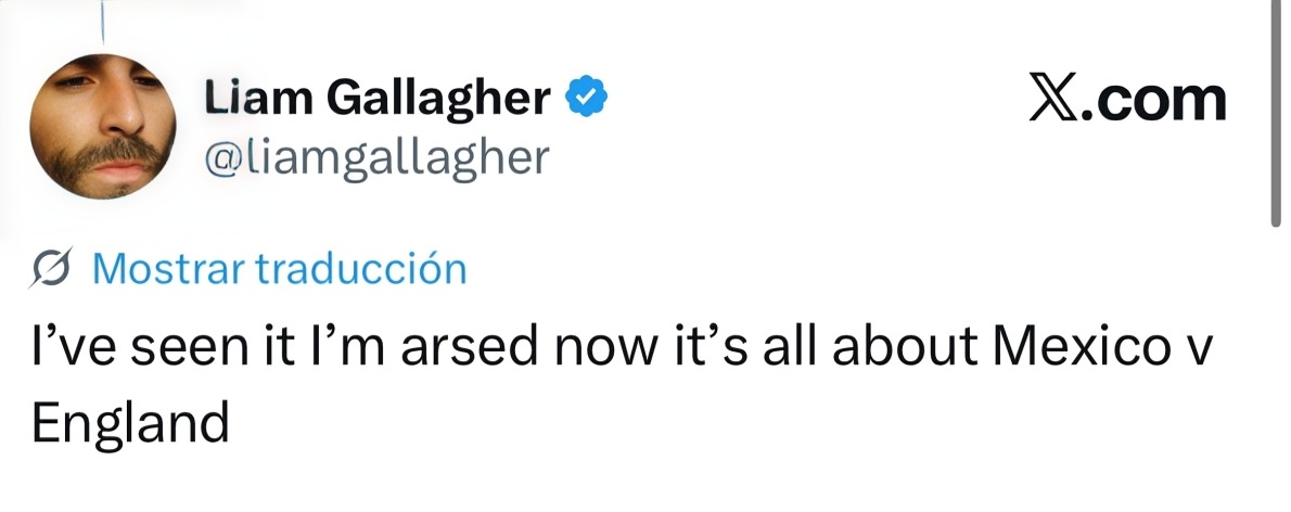 Liam Gallagher se enfrenta a internautas por México vs. Inglaterra